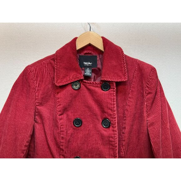 Mossimo Supply Co. Womens Double Breasted Corduroy Jacket Long Sleeve Size M Red - Picture 4 of 11